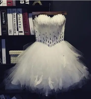 white Robe de soiree бальное платье принцессы без бретелек vestido de festa longo перо короткий дизайн букет Выпускные платья вечернее платье - Цвет: white