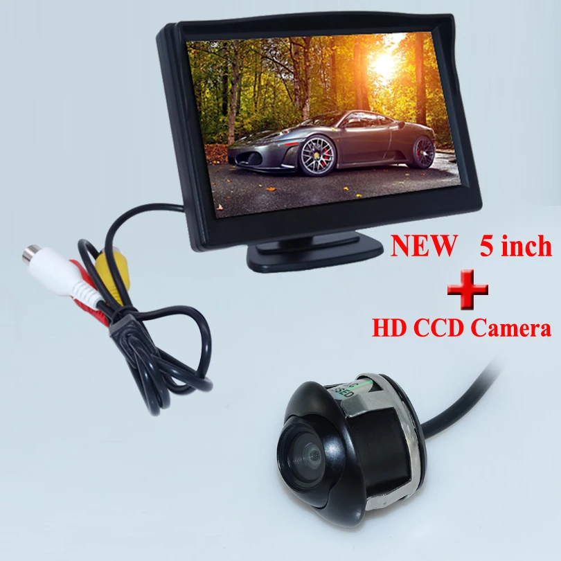 

5" hd car screen monitor 800*480 + 360 wide lens degree car rearview camera water-proof function fit into various car