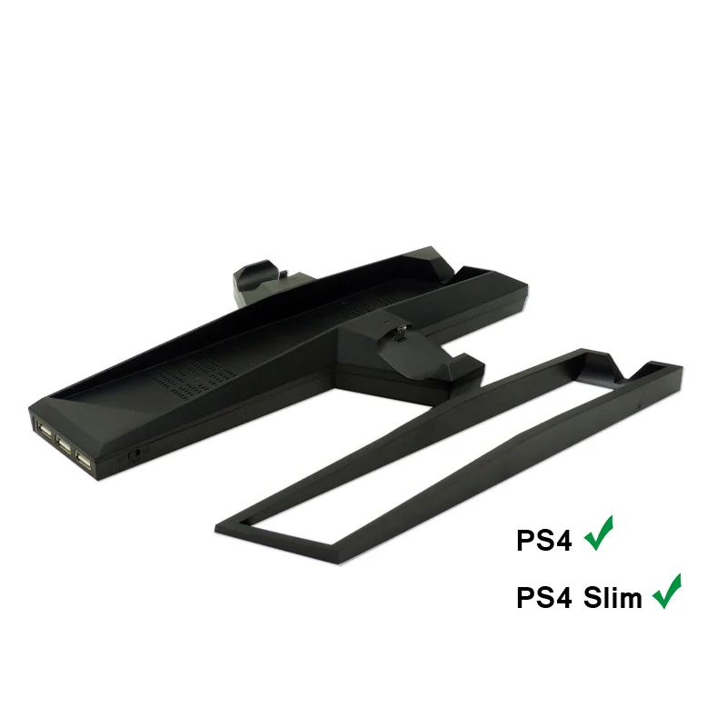 Новая вертикальная подставка для PS4 с двойным беспроводным контроллером, крепление для зарядки док-станции, 2 вентилятора охлаждения, 3 usb-порта, концентратор для Playstation 4 Sllim