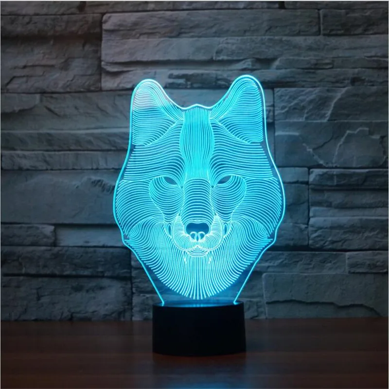 Fding 3D лампа в форме волка ночник животное настольная Акриловая романтическая RGB