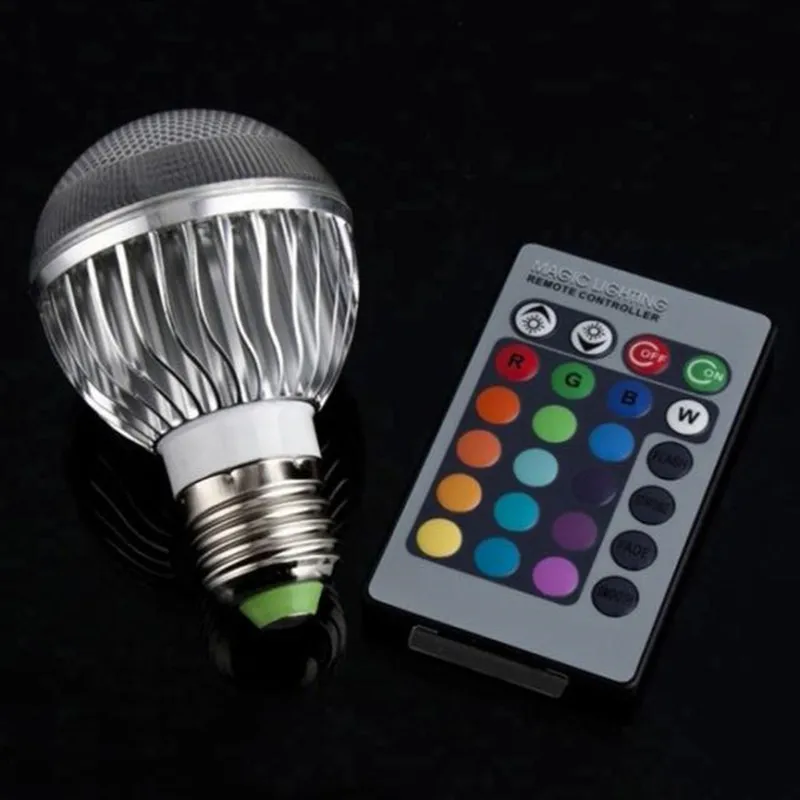 Высококачественная светодиодная RGB лампа E27 9 Вт с дистанционным управлением