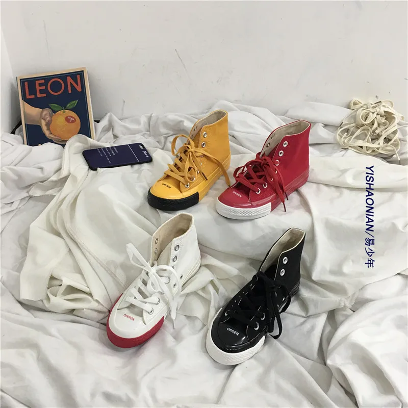 2019 spring and autumn new Korean high-top canvas shoes women wild retro Yamamoto style students white | Обувь