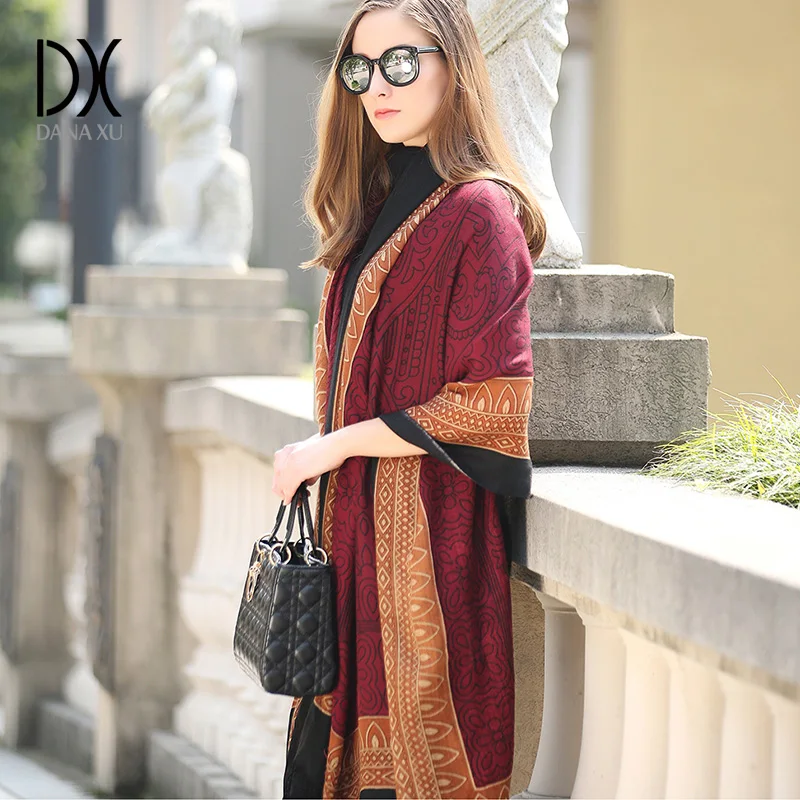 Женский шарф одеяло теплый толстый кашемировый из пашмины европейский стиль