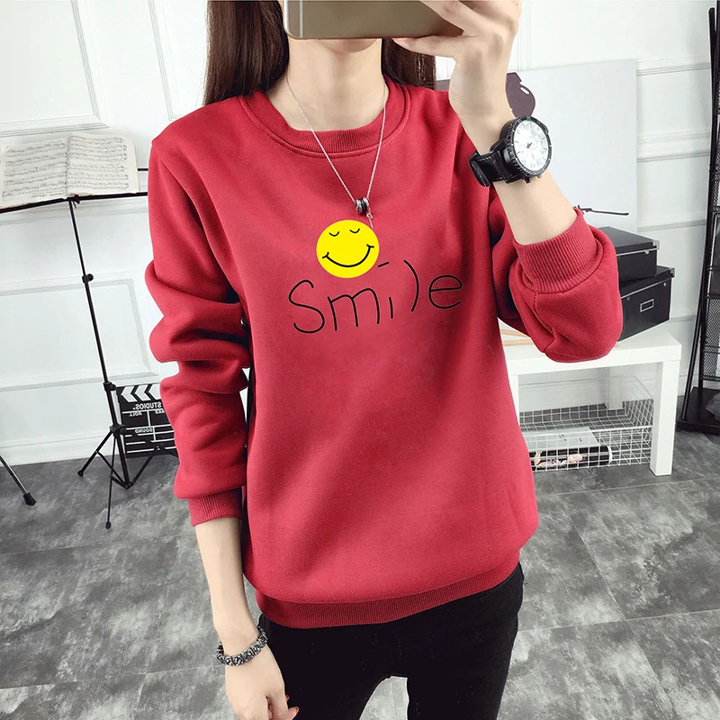 2018 корейский новый осенне-зимний женский пуловер Толстовка пальто Kawaii Smile Expression