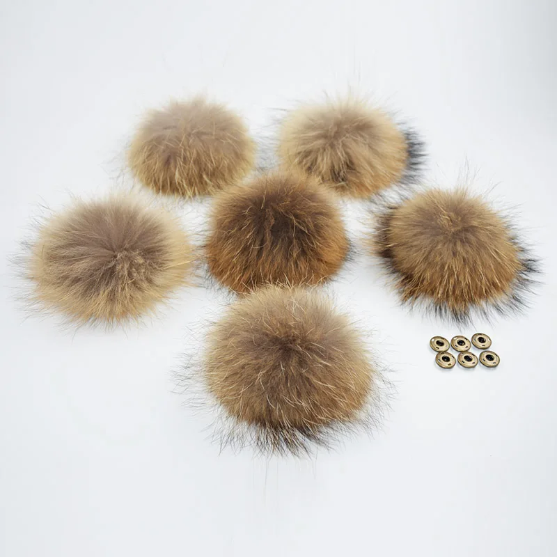 Помпон из натурального меха енота 5 шт./лот Большие меховые шарики для зимних