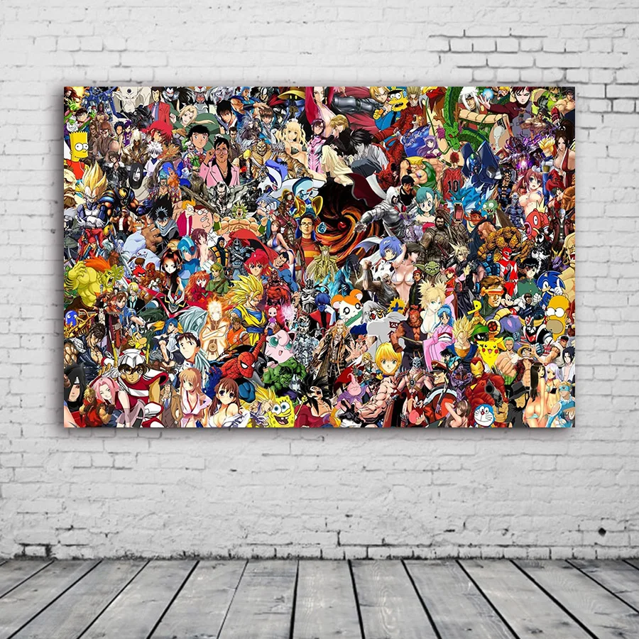 Граффити аниме персонажи постеры и принты в японском стиле Картина на холсте