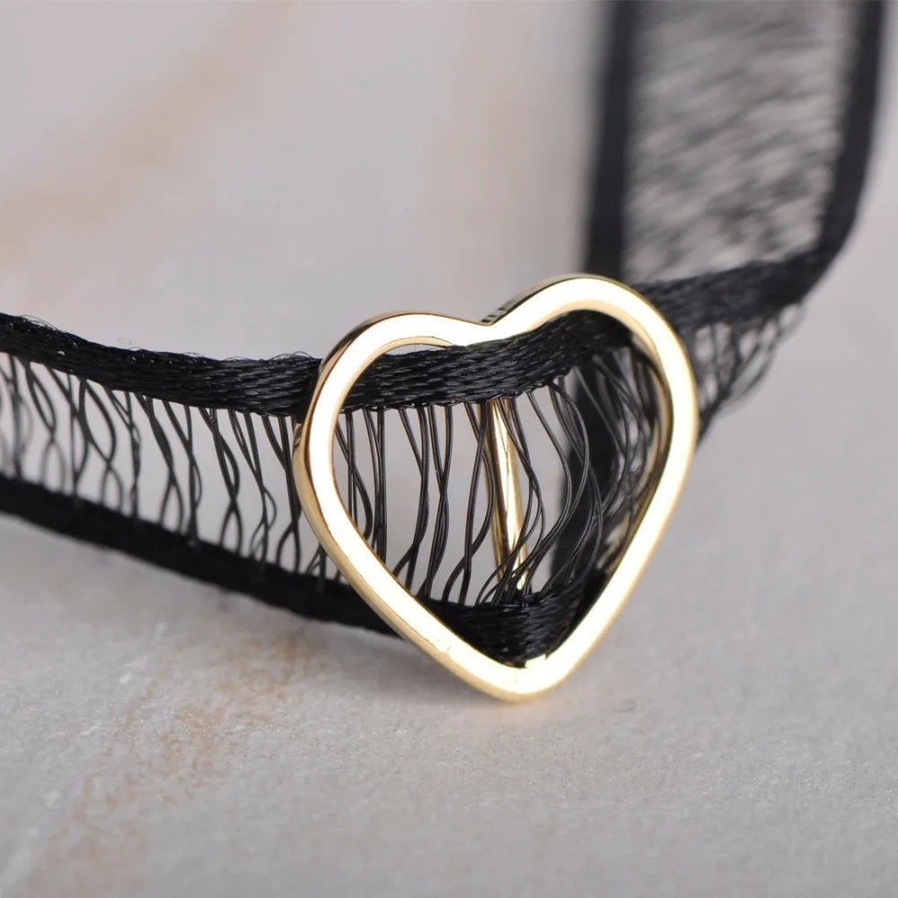 Dazz Fashion Hip Hop Style Heart Shape Black Lace Copper Choker Necklace Collar Jewelry Lady Women Girls Party Neck Accessories | Украшения