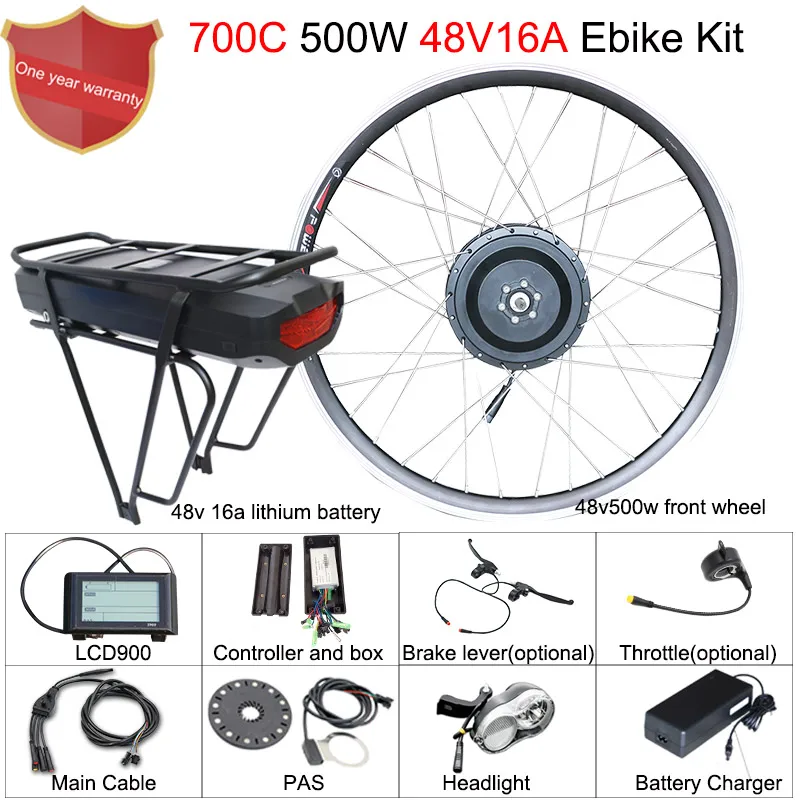 2" 700C мотор для центрального движения колеса 48V 500w комплект для переоборудования электрического велосипеда 48v литиевая батарея, фара для электровелосипеда в комплект для передний ступичный узел мотор для электрического велосипеда - Цвет: 700C 500W48v16a