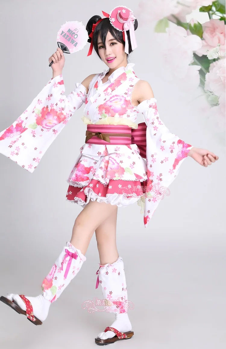Новый LoveLive! Нико Ядзава косплей костюм юката кимоно платье униформа наряд