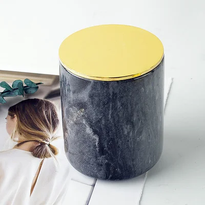 Black gold lid Европейский натуральный мрамор Свеча/ручка держатель ваза для цветов Косметические кисти контейнер украшение дома 1 шт./лот - Цвет: Black gold lid