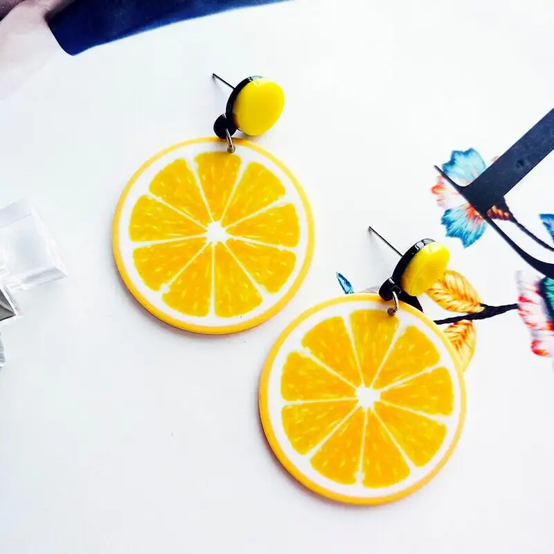 Висячие серьги с фруктами и лимоном для женщин модные летние аксессуары желтые
