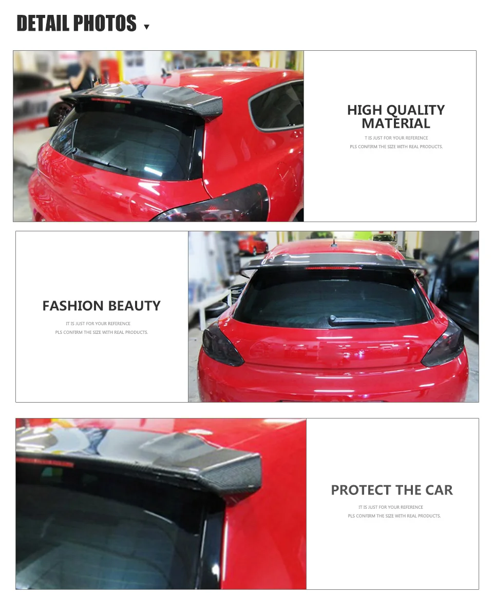 Углеродное волокно задний багажник крыша губы крыло окно спойлер для Volkswagen VW Scirocco 2008-2013 стайлинга автомобилей