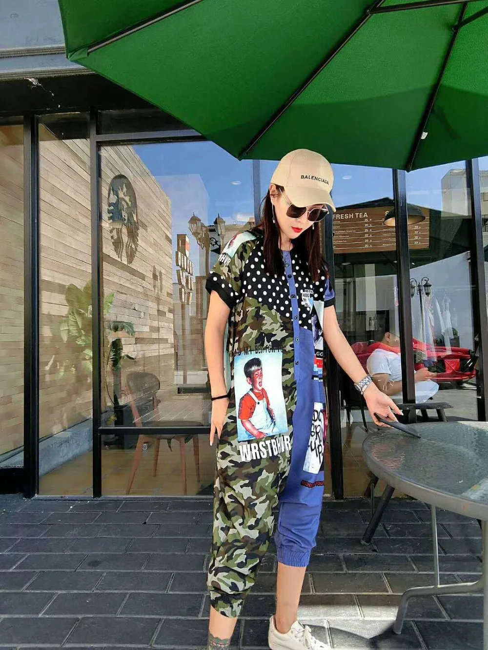 Женский хип хоп Дизайн шаровары Street Wear камуфляжным принтом Лоскутная короткий