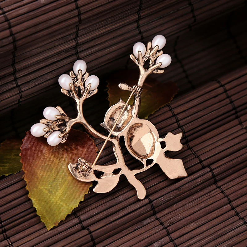 Животный дизайн сплав ветка Зеленый Кристалл сова броши для женщин Винтажная