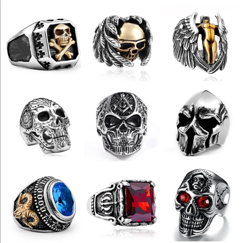 Мужской браслет из нержавеющей стали кольцо в готическом стиле и панк винтажном