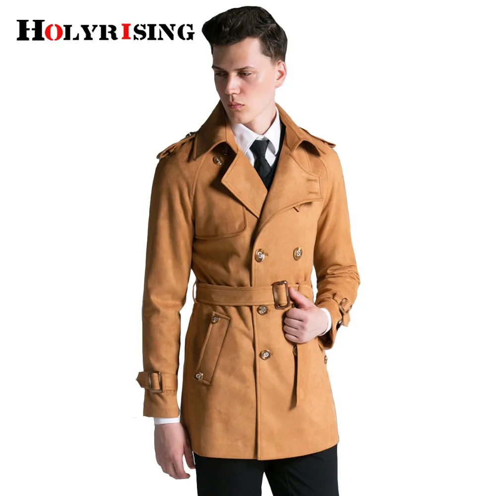 Holyrising мужской короткий Тренч куртка Мужская из искусственной замши приталенная
