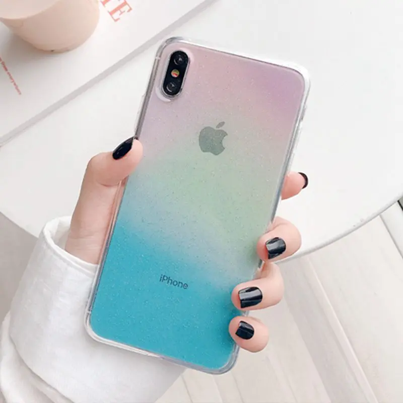 Градиентный Радужный чехол для iphone XS Max 7 8 plus прозрачный 6 6s XR X Plus Мягкий