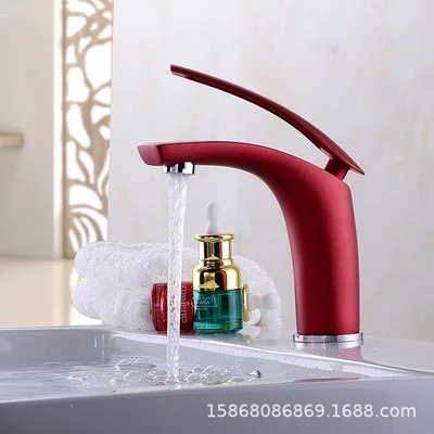 style 6 red Смесители для ванной бассейна красный/черный/белая латунь кран раковина кран алмазный высокий смеситель кран одно отверстие на бортике горячей холодной Torneira - Цвет: style 6 red