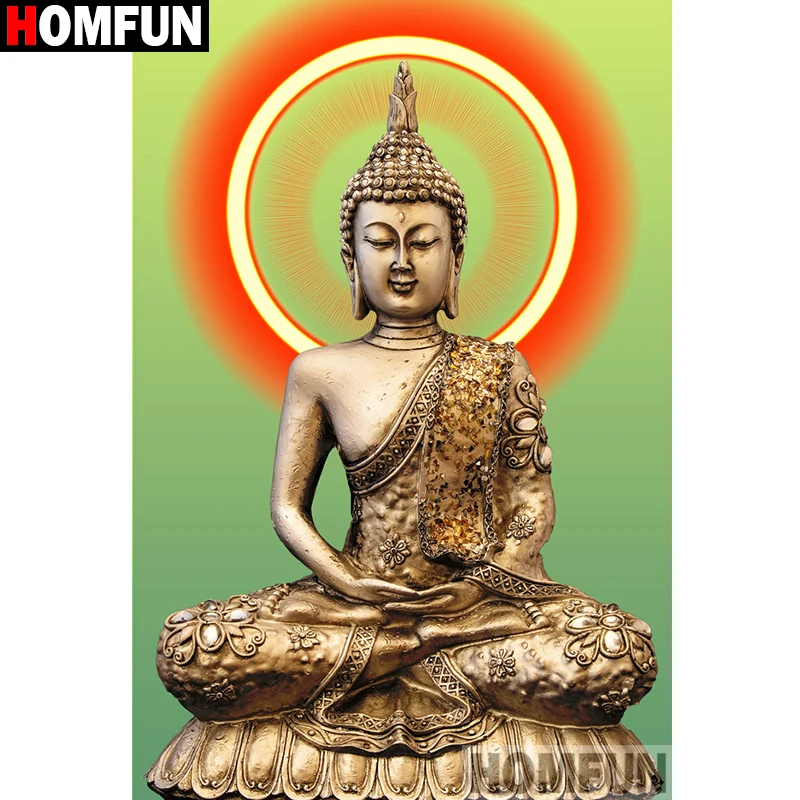 

HOMFUN Full Square/Round Drill 5D DIY Diamond Painting "Religious Buddha" Embroidery Cross Stitch 3D Home Decor A10558