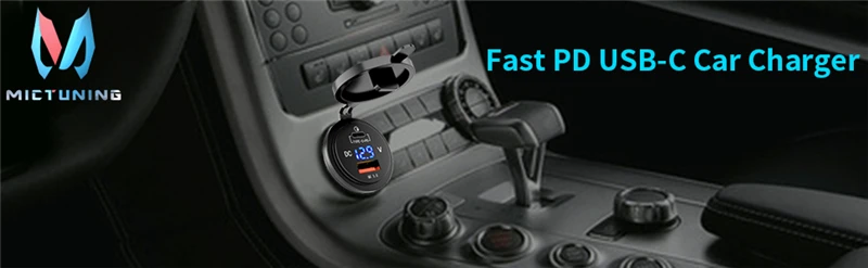 MICTUNING 36 Вт Быстрое PD USB-C автомобильное зарядное устройство USB быстрая зарядка PD QC3.0 type C розетка W/светодиодный цифровой вольтметр универсальная розетка