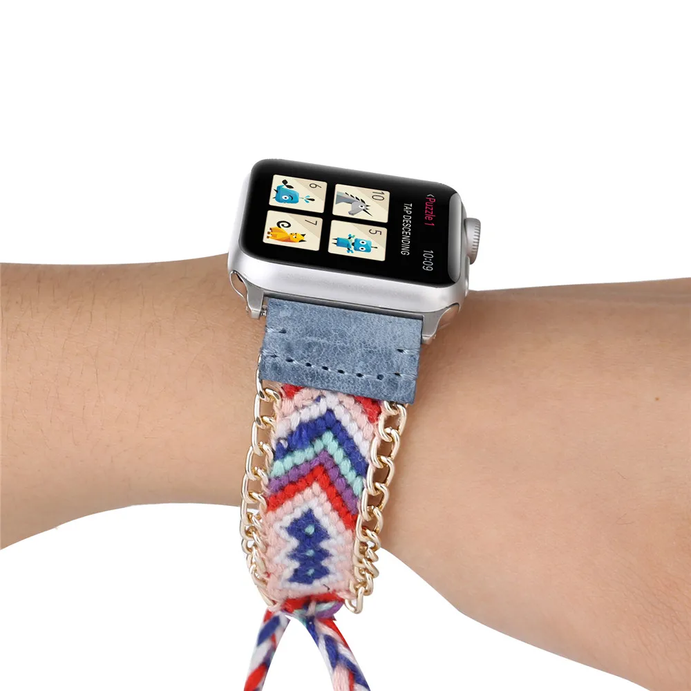 Дизайн, Женский тканый браслет для девочек, стильный ремешок для Apple Watch, ремешок 42 мм, 38 мм, 44 мм, 40 мм, сменный ремешок серии 5, 4, 3, 2, 1