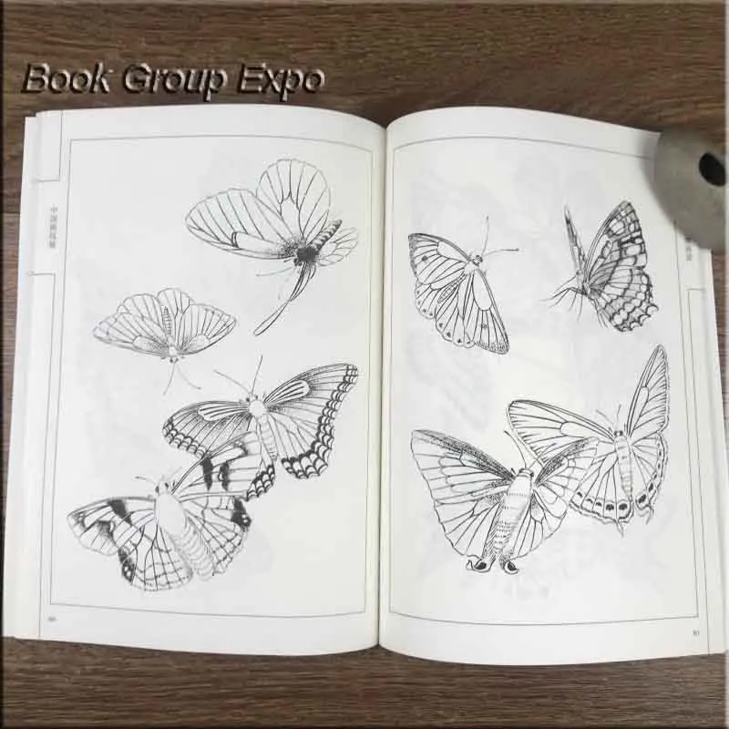 Книга для раскрашивания с сотнями бабочек от Liu Qinfang книга релаксации и