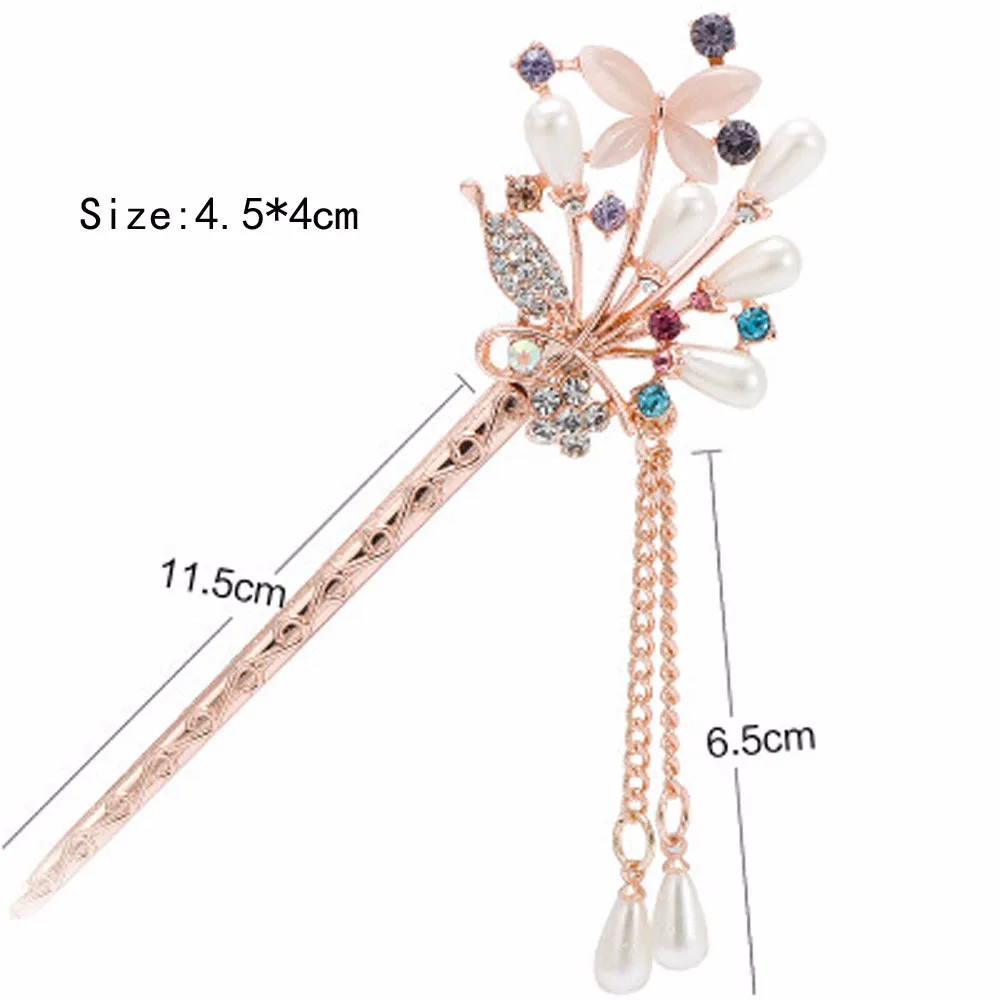 Китайские заколки для волос в классическом стиле с цветами и листьями шпильки