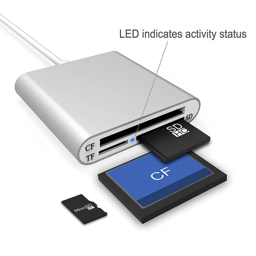 Устройство для чтения карт памяти 3-в-1 USB 3 0 Type C компактный адаптер флэш-карт CF/SD/TF