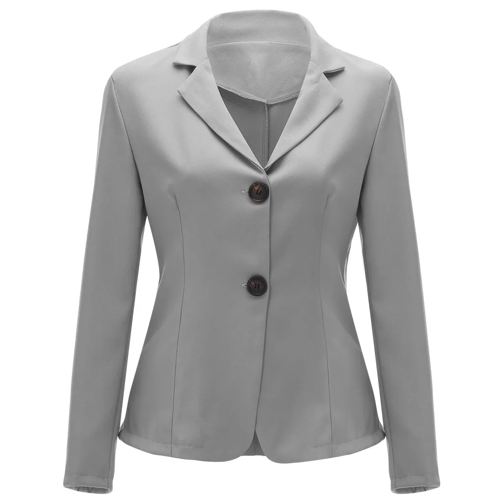 JAYCOSIN женские блейзеры женская однотонная куртка с отложным воротником длинный