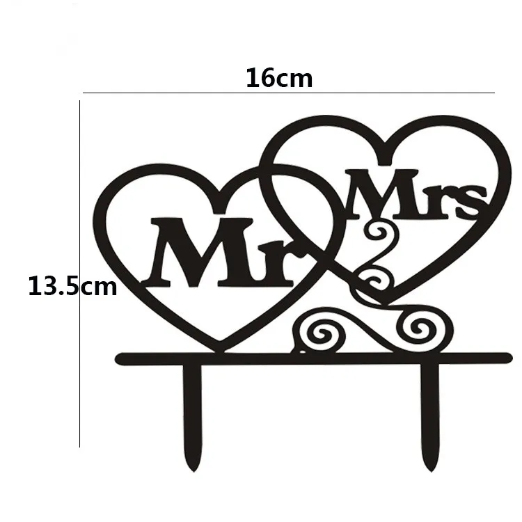 1 шт. черно белые акриловые фигурки Mr & Mrs Love Hearts для торта с флагом свадьбы юбилея