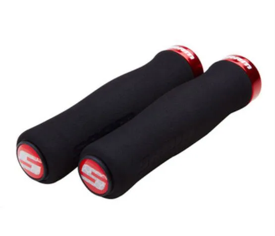 Black-Red Велосипедная рукоятка, велосипедная рукоятка, Запираемая, MTB, дорожный руль, рукоятка, замок, алюминиевый сплав+ губка, части, только 85 г - Цвет: Black-Red