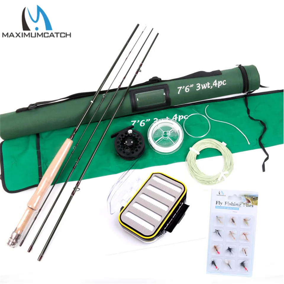 Maximumcatch 7.6FT 3wt Fly Rod &amp Reel Combo Fast Action Super Light Fishing | Rods