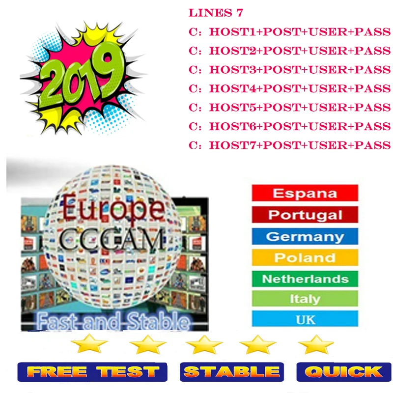 Спутниковый ТВ ресивер для cсcam cline 1 года Европа cccam Испания линии clineas ccam год