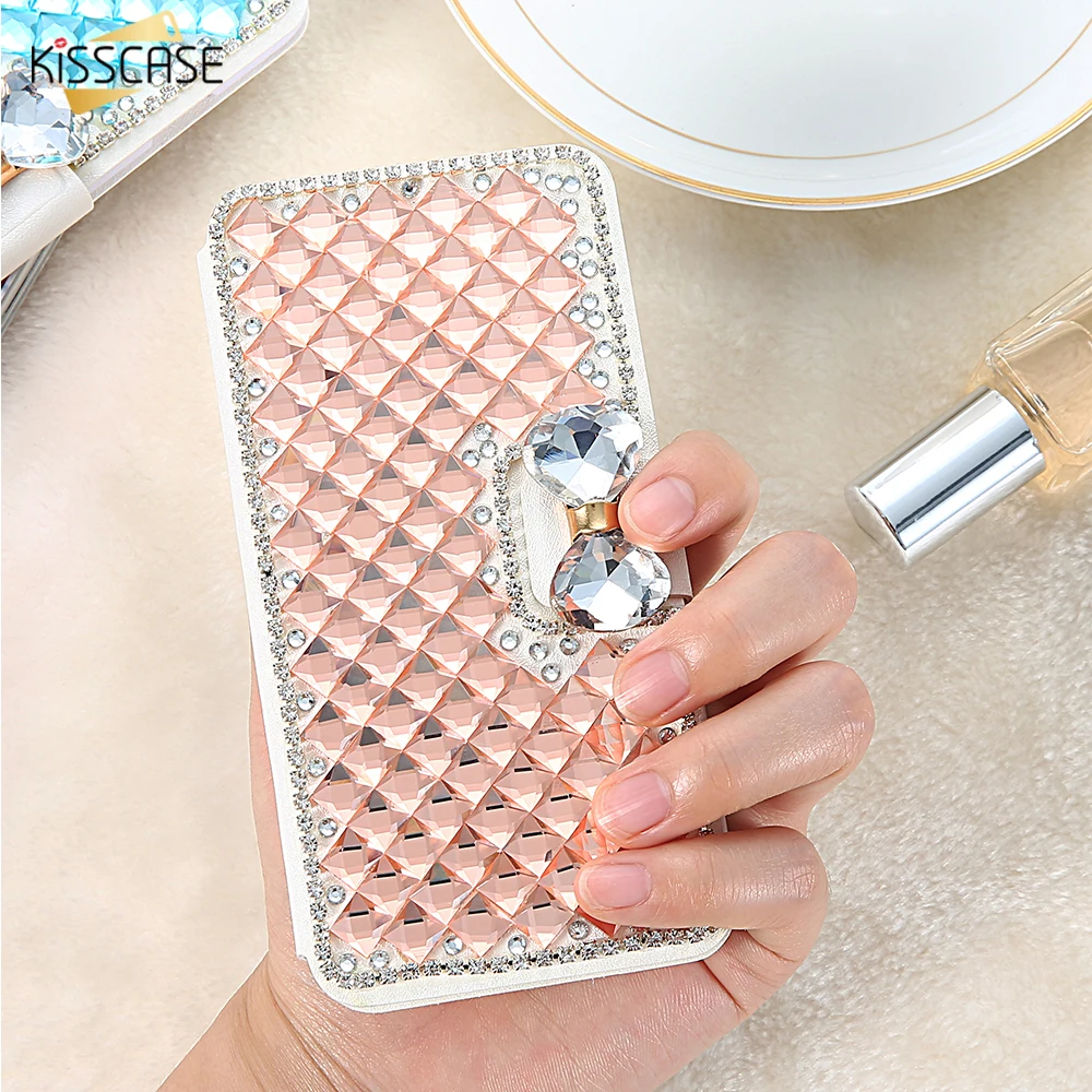 KISSCASE Алмазный Флип бумажник чехол для iPhone 7 8 Plus Bling держатель iphone 6 6s 5 5S SE чехлы со