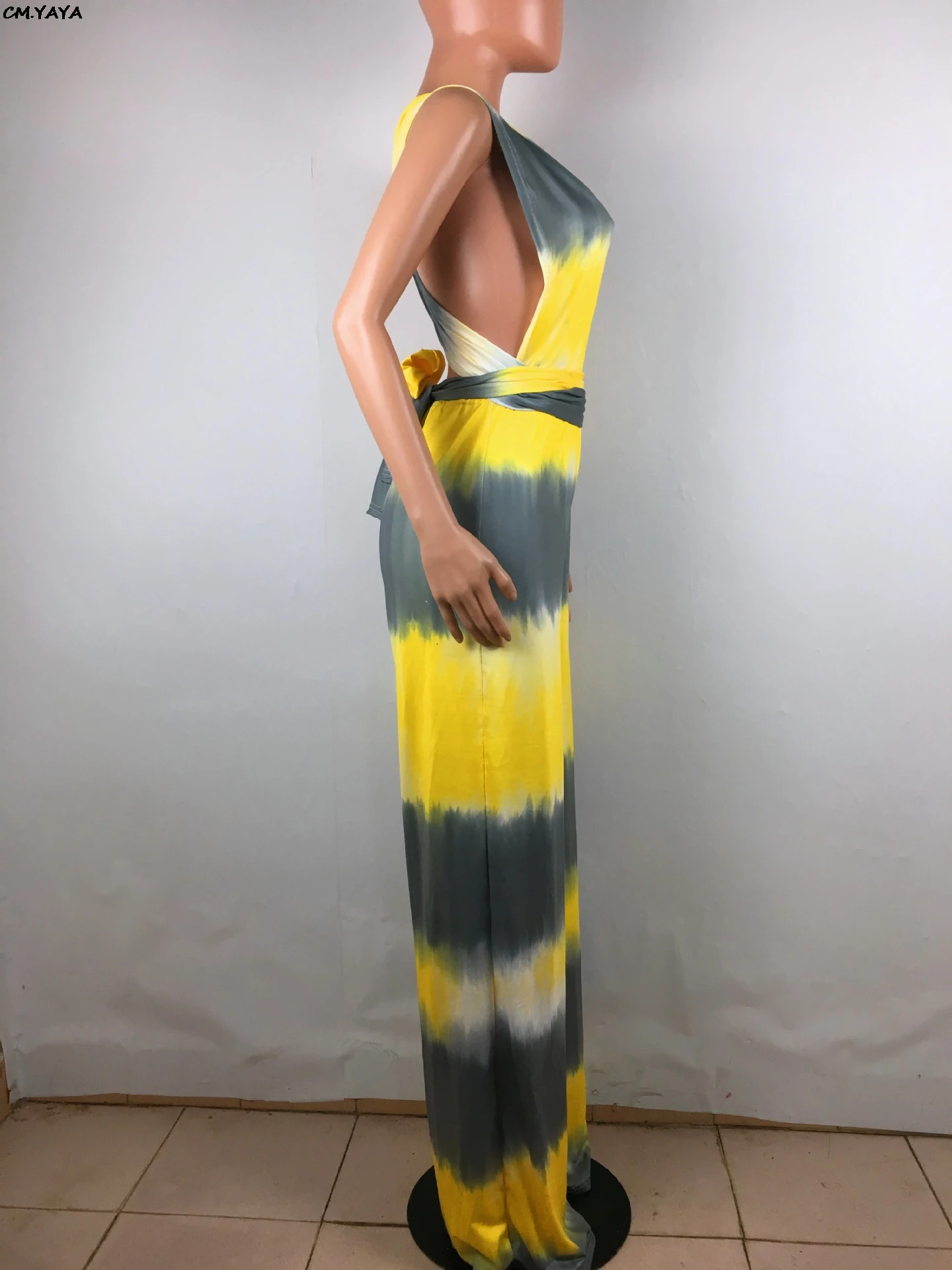 Женский свободный комбинезон с завязками и принтом в полоску Свободный без