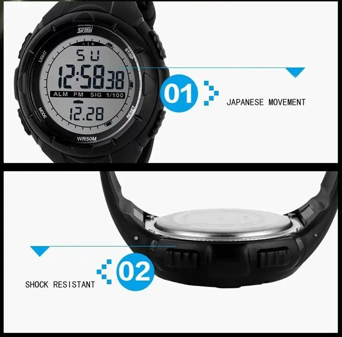 Мужские спортивные часы skmei цифровые наручные часы reloj hombre с большим циферблатом военные противоударные водонепроницаемые часы для мужчин