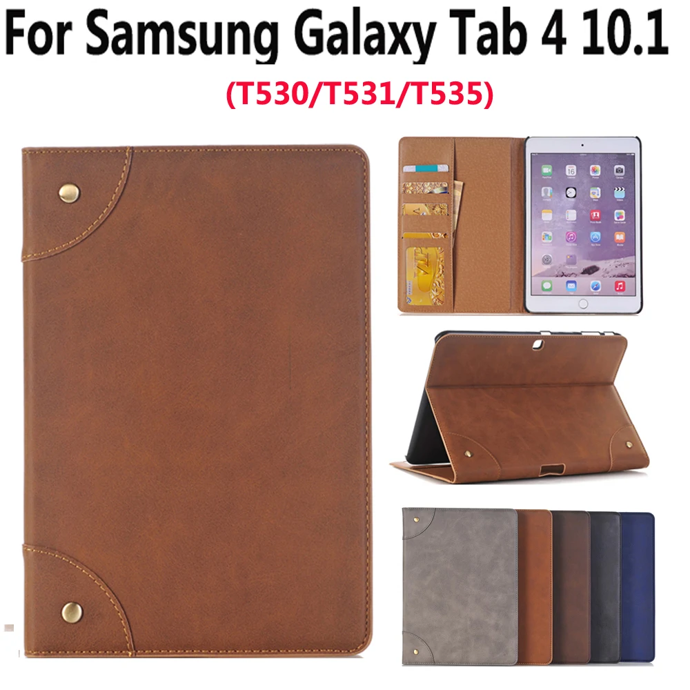 Кожаный чехол для Samsung Galaxy Tab4 Tab 4 10 1 SM T530 T535 роскошный бизнес тонкий смарт Спящий