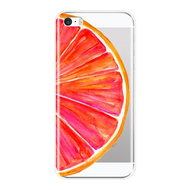 Мягкий силиконовый чехол для iPhone 5 5C с авокадо лимоном оранжевым цветком фруктом
