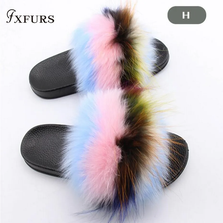 FXFURS/Новинка 2020 года Модные женские шлепанцы с натуральным лисьим мехом Сезон