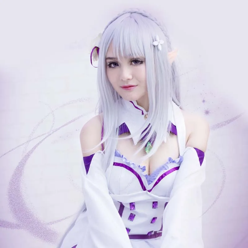 Парики для косплея Re:Zero Emilia Satella жизнь в другом мире от нуля 100 см седые длинные