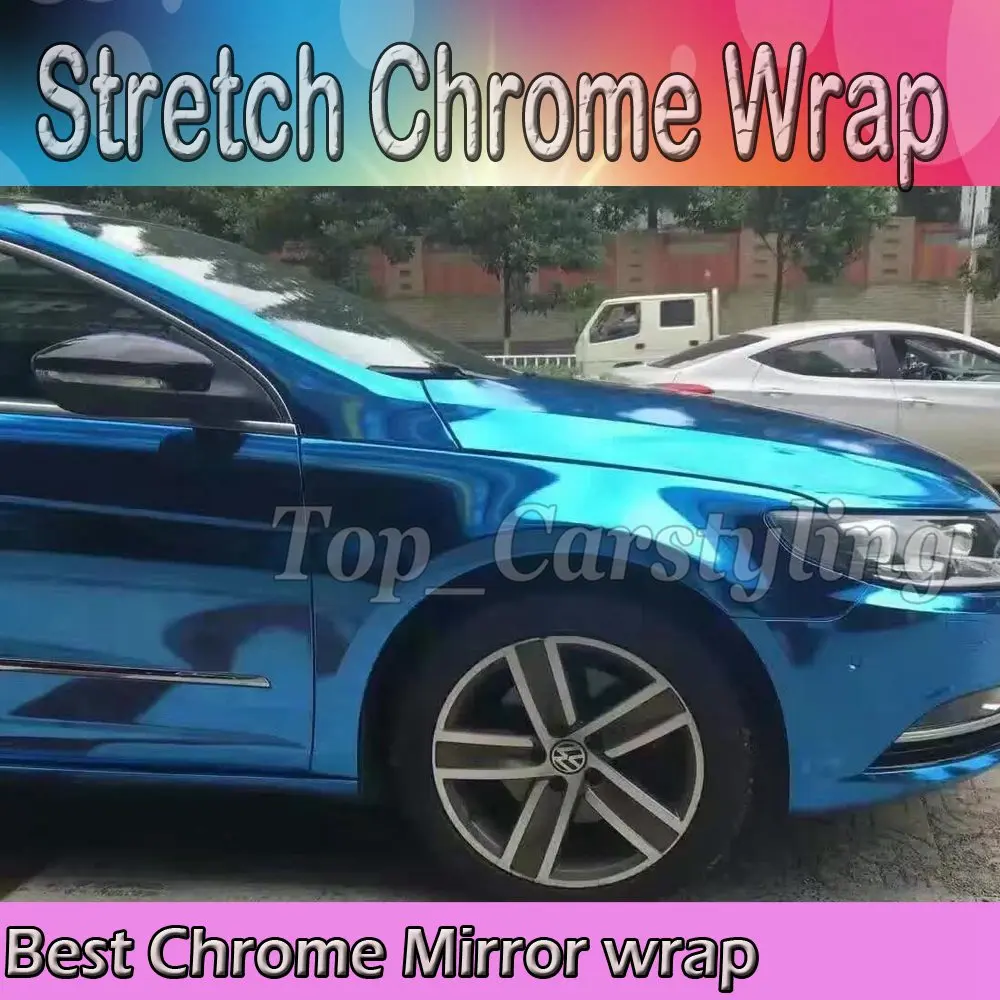 Синяя растягивающаяся хромированная зеркальная виниловая пленка PROT Wrap S для