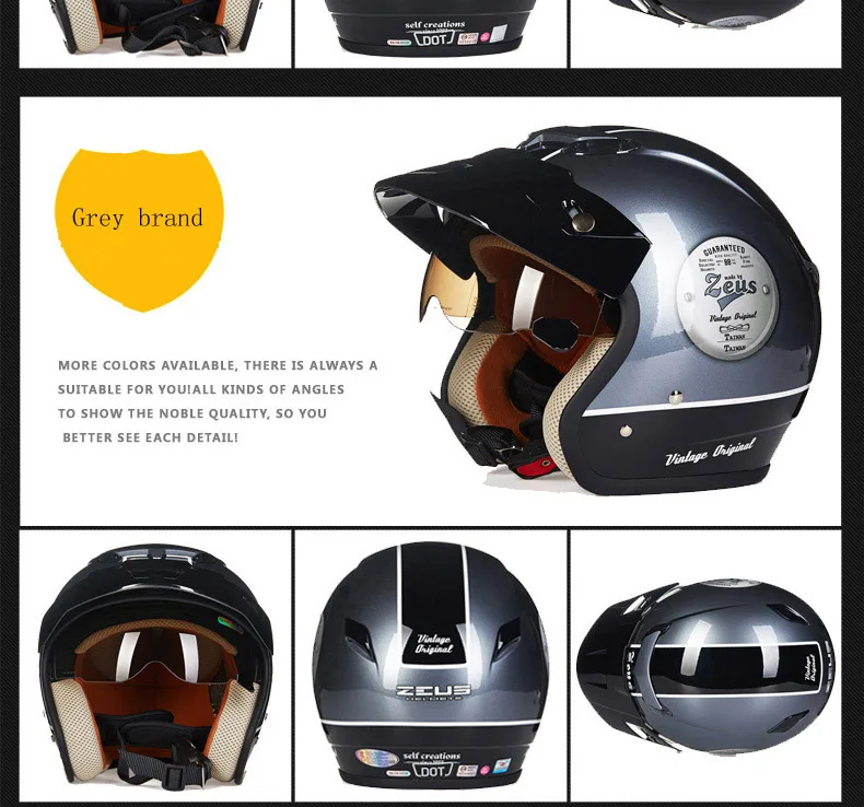 TAIWEN ZEUS moto rcycle открытый шлем солнцезащитные очки прочные Ретро Винтажные шлемы шлем мото точка одобренный скутер велосипедный шлем