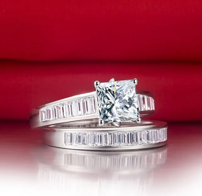 2.5Ct Элегантные Свадебные Кольца с лестницы для женщин синтетические кольца