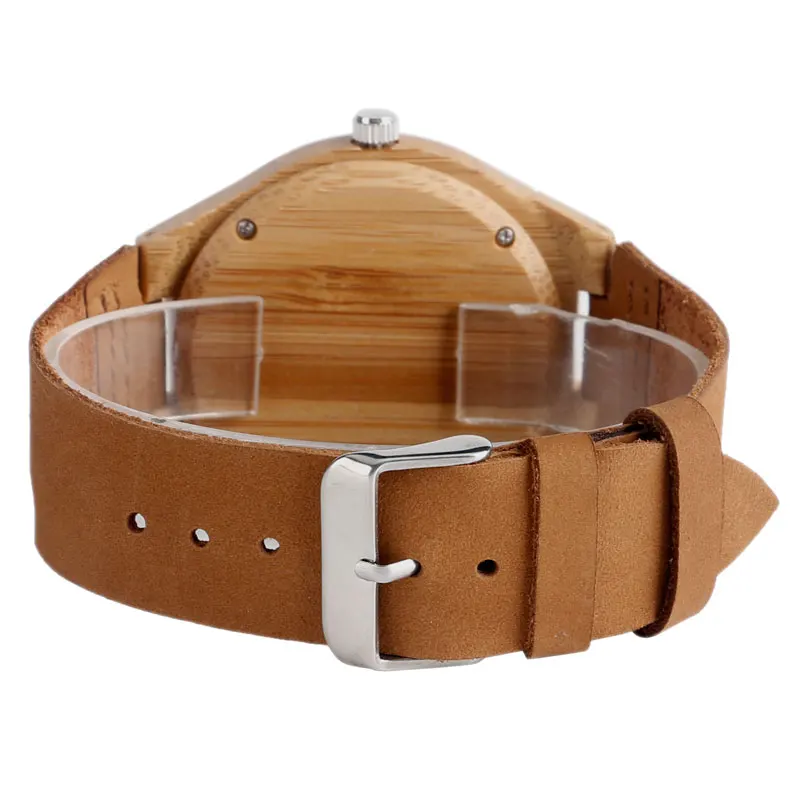 

Simple Bamboo Analog Quartz Nature Wood Wrist Watch Women Ladies Hot Bangle Genuine Leather Band Strap Novel Cool Modern Gift