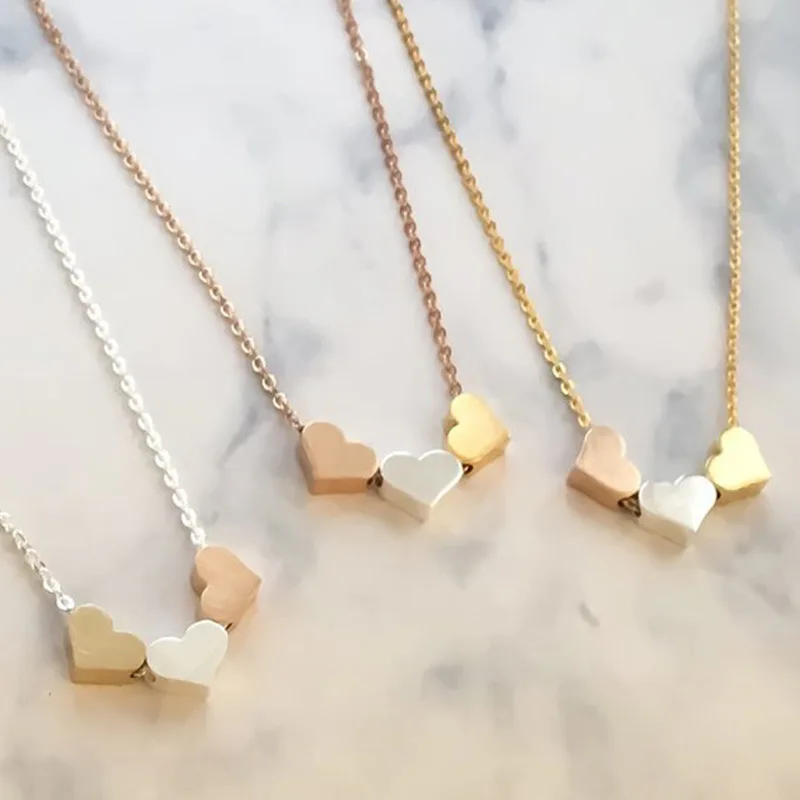 

Simple Fashion 3 Color Love Heart Pendant Necklace Charms Gold Silver Clavicle Choker Chain Necklaces for Women Jewelry