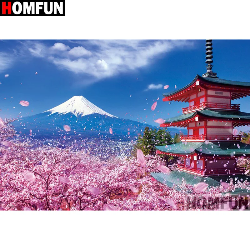 HOMFUN Full Square/Round Drill 5D DIY Diamond Painting &quotLandscape tower&quot Embroidery Cross Stitch Home Decor A01165 | Дом и сад