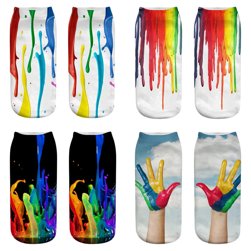 Женские носочки с объемным принтом короткие носки низким вырезом милые рисунком