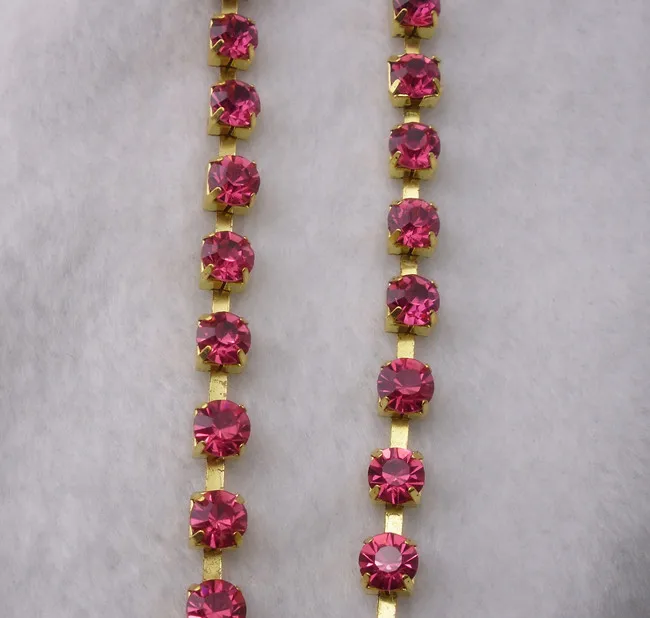 SS30 модная аппликация для костюма 6 мм розовое Хрустальное стекло стразы золотая