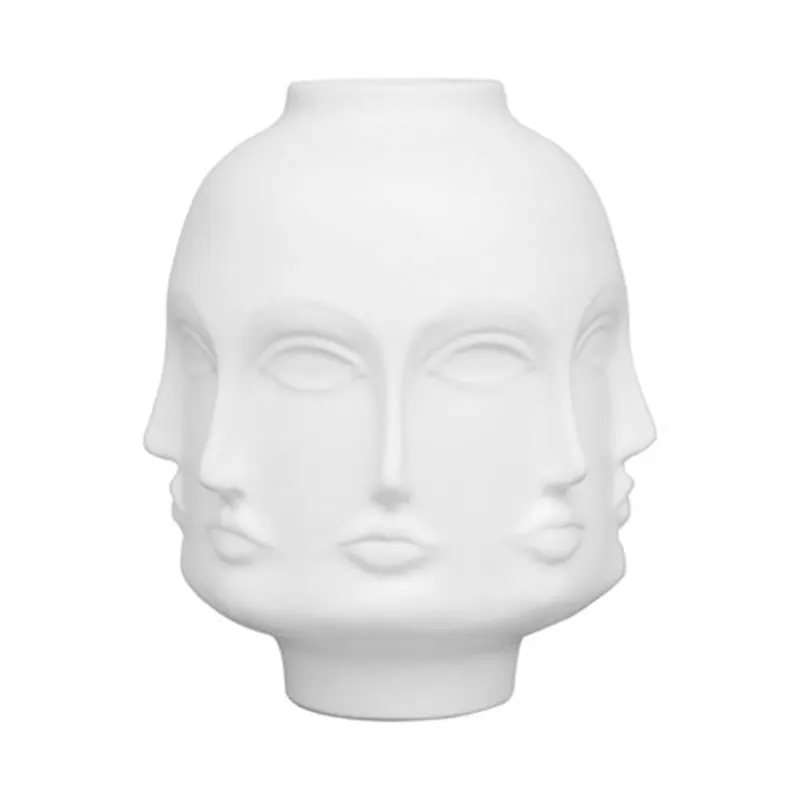 

Multi-face Avatar Vase Pure White Flower Arrangement Beauty Flower Container Three-dimensional Small Hole Flower Pot Bottle
