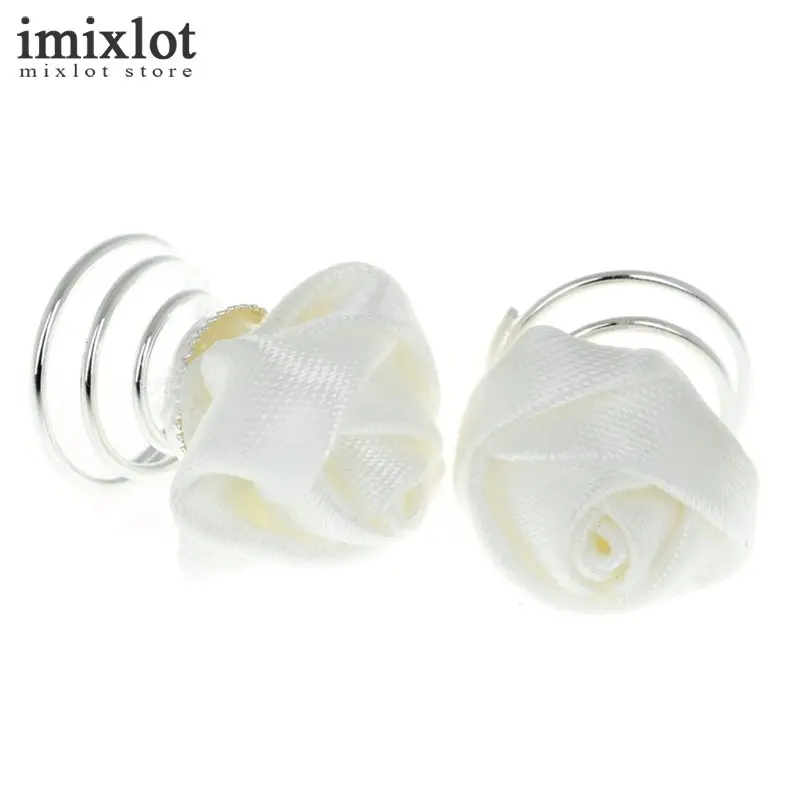 Imixlot 24 шт./лот принцесса белая роза цветок Заколки для волос swirl спиральные